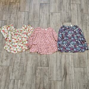 Girls Tops Lot of 3 Size 8 Carter’s Cat & Jack Floral Boho Blouses Girly Cottage